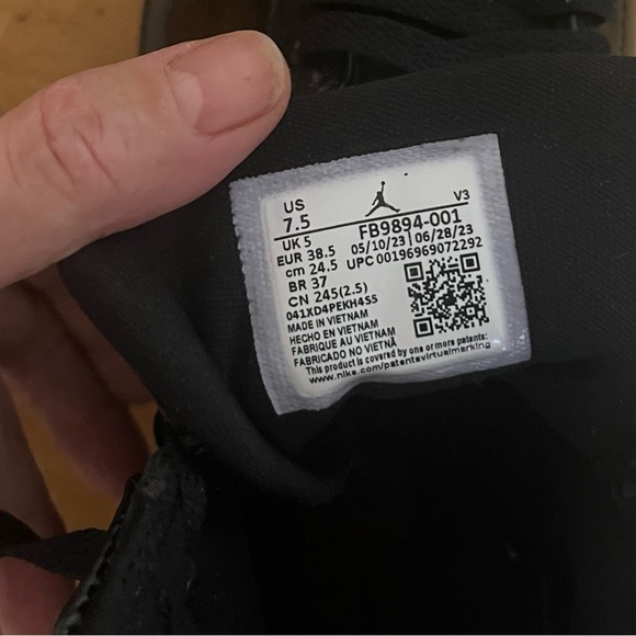 Nike Air Jordon Glossy Black High-Top Sneakers - Picture 10 of 11